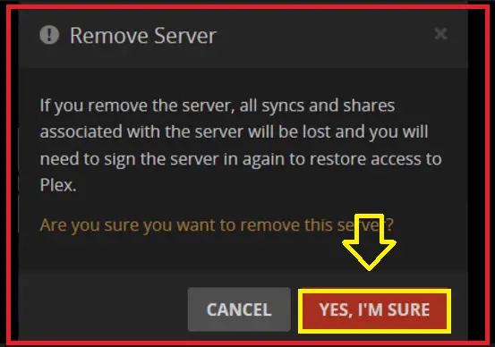 confirm remove server