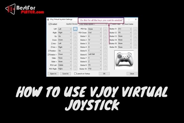 How to use vjoy virtual joystick
